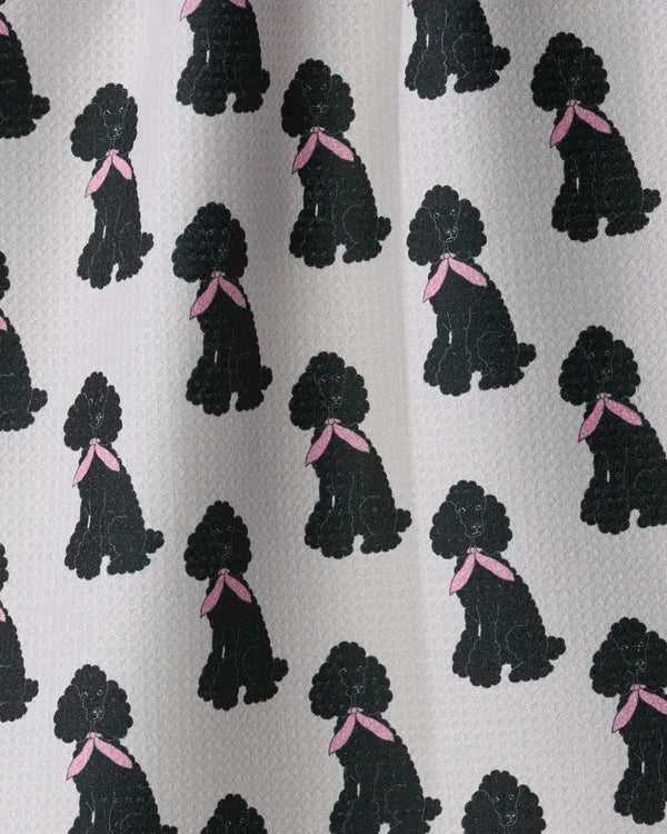 Geometry House Tea Towel -  Poodle Parade Black