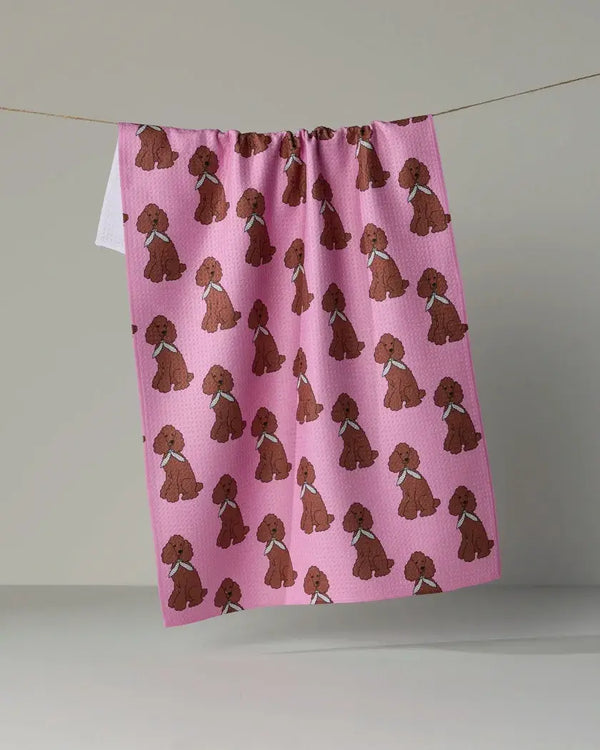 Geometry House Tea Towel -  Poodle Parade Brown