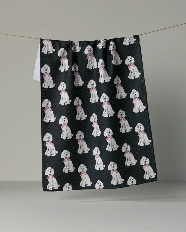 Geometry House Tea Towel -  Poodle Parade White