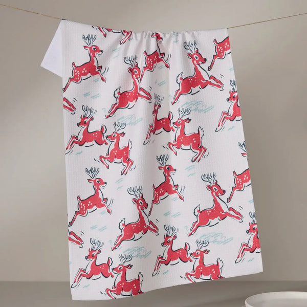 Geometry House Tea Towel - Prancing Reindeer