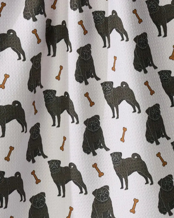 Geometry House Tea Towel -  Pug Club Black