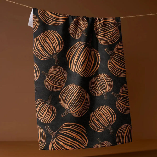 Geometry House Tea Towel - Pumpkin Noir
