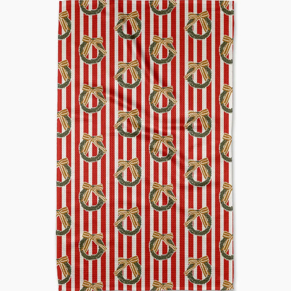 Geometry House Tea Towel - Red Wreaths