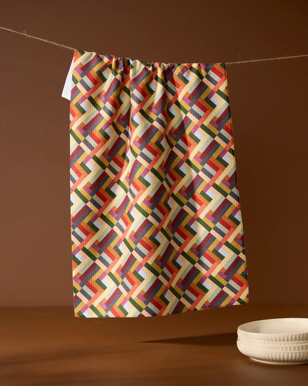 Geometry House Tea Towel - Vivid Cascade
