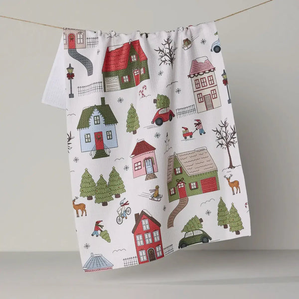 Geometry House Tea Towel -  Winter Village