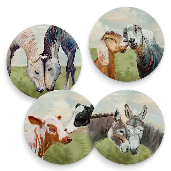 Green Box Art 4pc Coaster Set - Farm Buddies