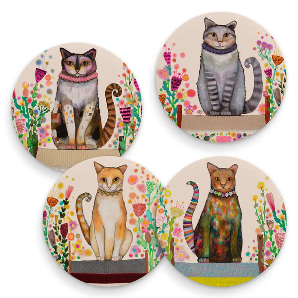 Green Box Art 4pc Coaster Set - Feral Cats