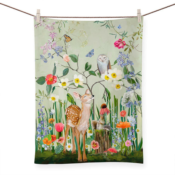Towel Springtime Friends Fawn& Owl