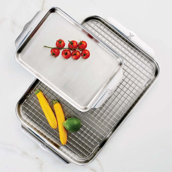 Hestan Ovenbond Stainless Steel 3pc Baking Set 1/4 Sheet Pan, 1/2 Sheet Pan, Rack