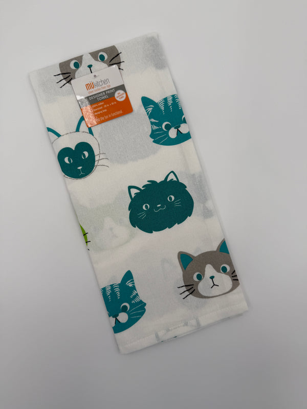 Mu Kitchen Cotton Designer Tea Towel - Cats