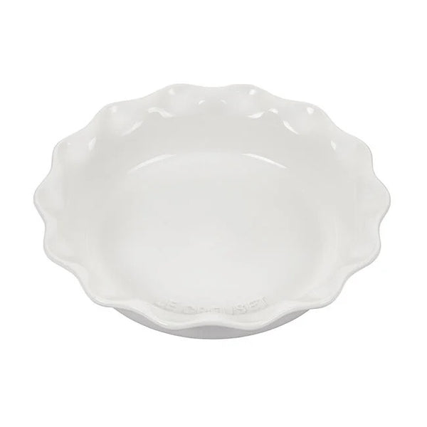Le Creuset Stoneware Heritage Fluted 9" Pie Dish - White
