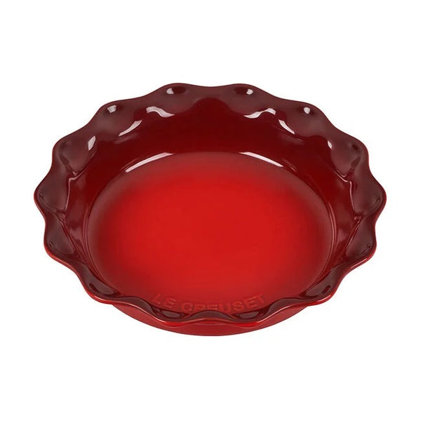Le Creuset Stoneware Heritage Fluted 9" Pie Dish - Cerise (Red)