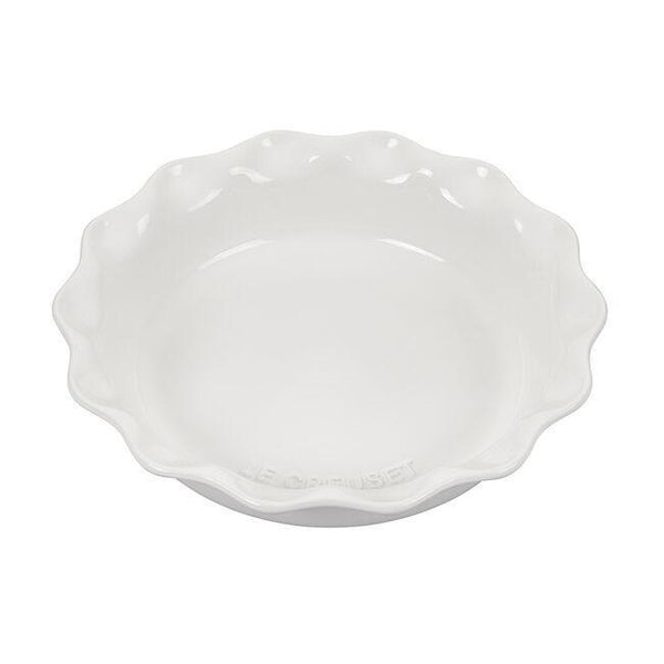 Le Creuset Stoneware Heritage Fluted 9" Pie Dish - White