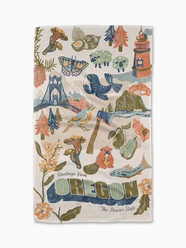Geometry House Tea Towel - Greetings from Oregon