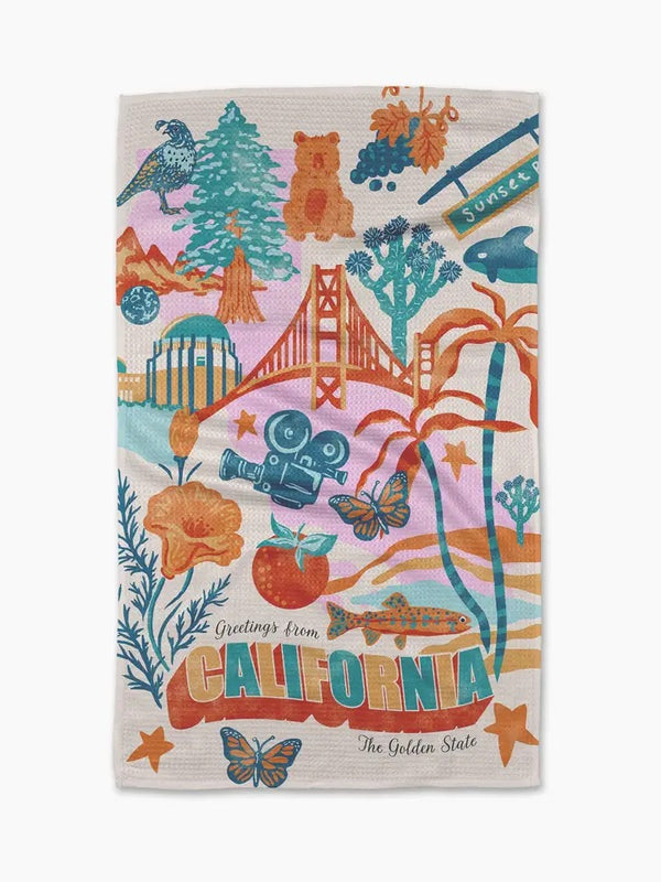 Geometry House Tea Towel - Greetings from California