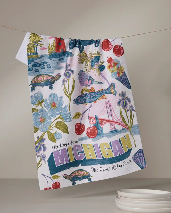 Geometry House Tea Towel - Greetings from Michigan