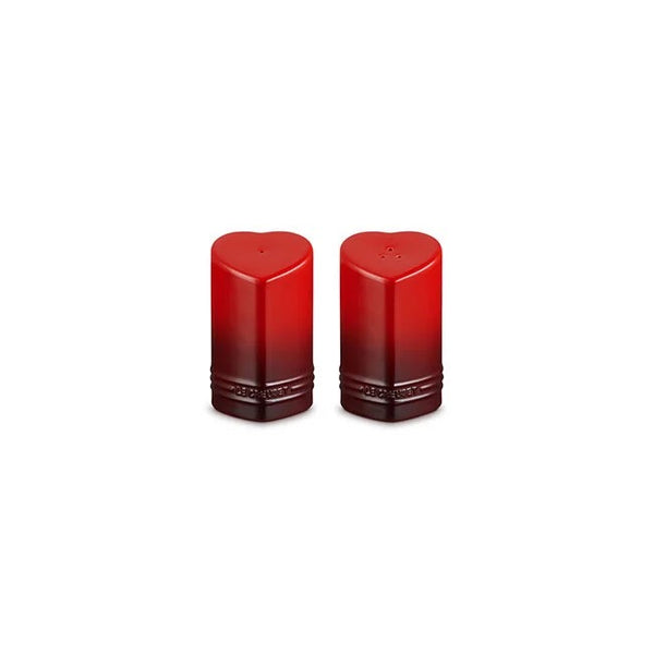 Le Creuset Stoneware Heart Shaped Salt & Pepper Shaker Set - Cerise (Red)