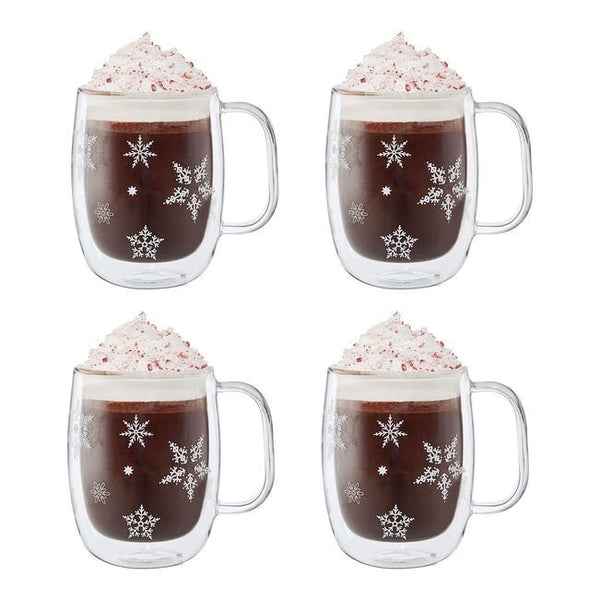Zwilling Sorrento Plus Double Wall 12oz Set of 4 Mugs - Snowflake