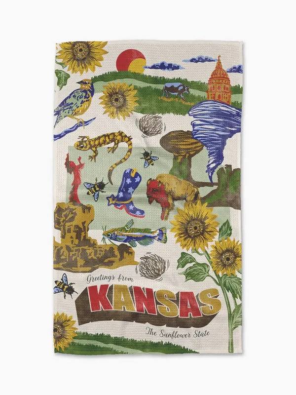Geometry House Tea Towel - Greetings from Kansas