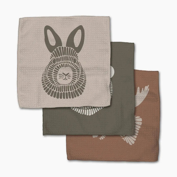 Geometry House 3pc Dish Cloth Set - Forest Animals