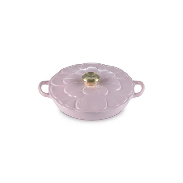 Le Creuset Signature Cast Iron 2.25qt Petal Braiser - Chiffon Pink with Light Gold Knob