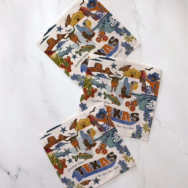 Geometry House 3pc Dish Cloth Set - Greetings from Texas
