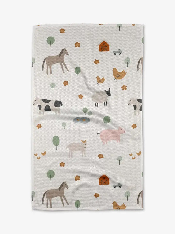Geometry House Tea Towel - Light Farm Animals