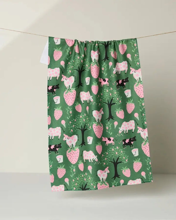 Geometry House Tea Towel -  Strawberry Cows
