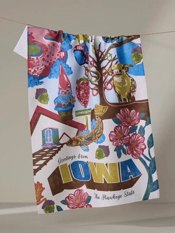 Geometry House Tea Towel - Greetings from Iowa