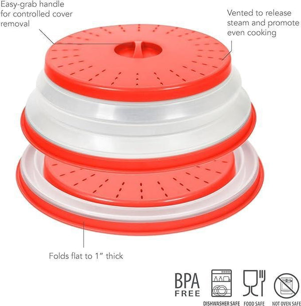 Tovolo Collapsible Microwave Food Cover - Large Candy Apple Red