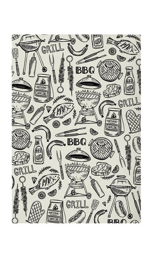 Mu Kitchen Cotton Designer Tea Towel - BBQ