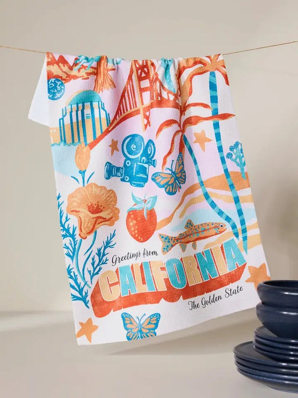 Geometry House Tea Towel - Greetings from California