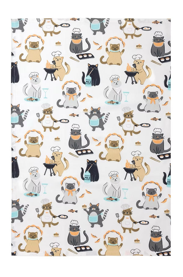 Mu Kitchen Cotton Designer Tea Towel - Culinary Cats