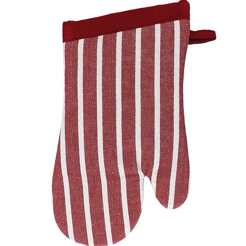 Mu Kitchen Designer Oven Mitt - Cabernet Pinstripe