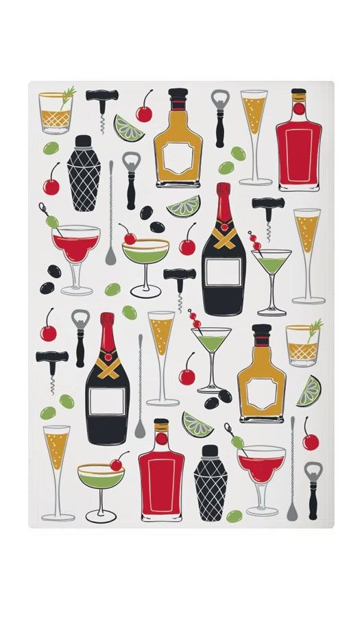 Mu Kitchen Cotton Designer Tea Towel - Cocktails