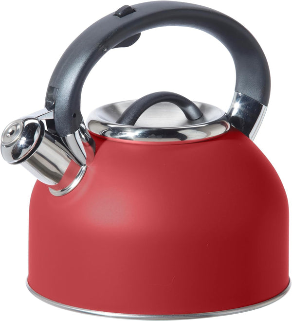 Oggi Stainless Steel Whistling Tea Kettle - Red