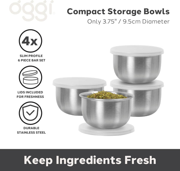 Oggi Pinch Bowls with Lids Set/4