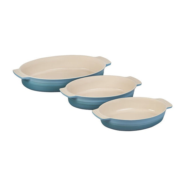 Le Creuset Classic Stoneware Oval 3pc Baking Dish Set - Caribbean