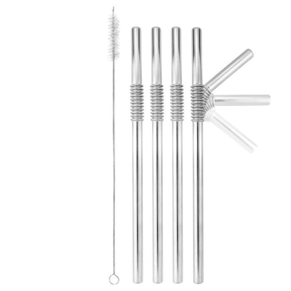 Harold Import Company Turtleneck Bendable Straw Set of 4 - Silver
