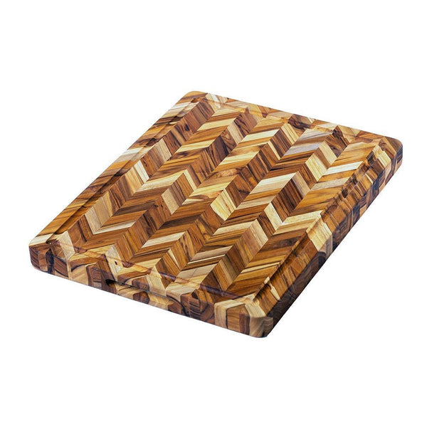 Teak Haus #323 Cutting Board Herringbone 20" x 16" x 1.5"  - DC