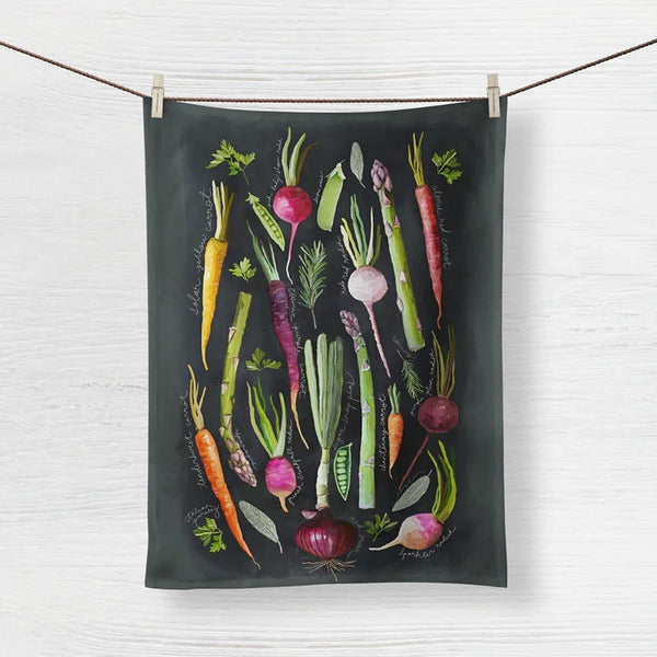 Spring Veggies Tea Towel by Cathy Walters