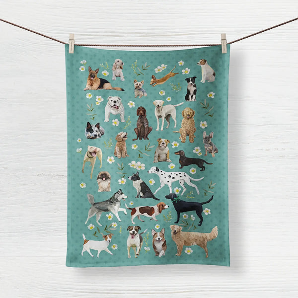 All the Dogs Tea Towel by Cathy Walters
