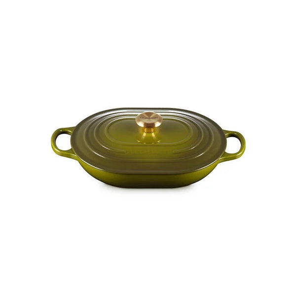 Le Creuset Signature Cast Iron 3.75qt Oval Casserole - Olive with Gold Knob