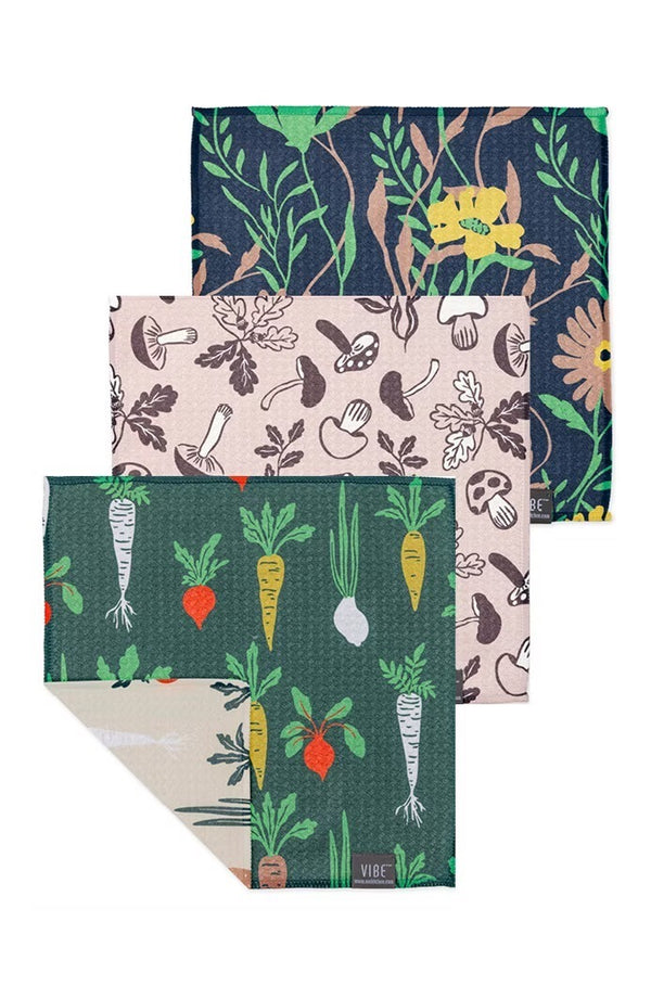 Mu Kitchen VIBE 3pc Dishcloth Set - Veggie