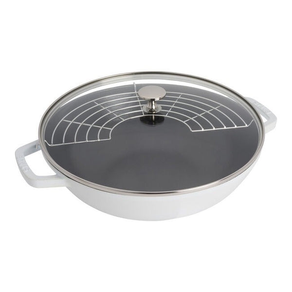 Staub Cast Iron 12in Perfect Pan - White