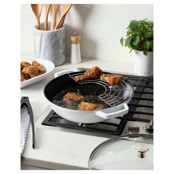 Staub Cast Iron 12in Perfect Pan - White