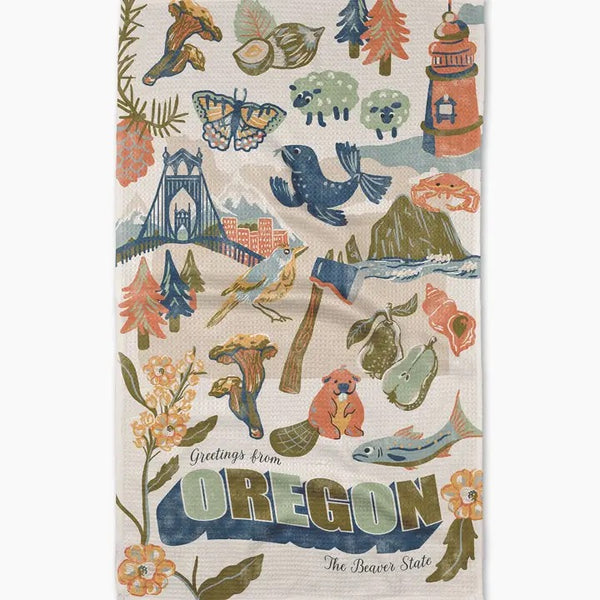 Geometry House Tea Towel - Greetings from Oregon