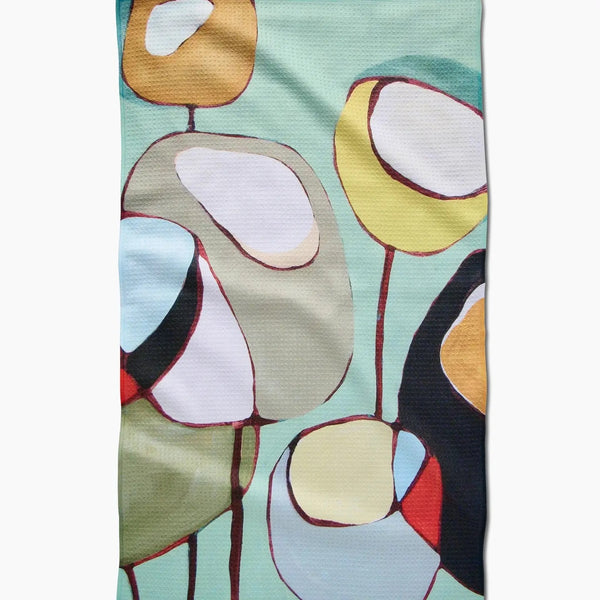 Geometry House Tea Towel - Poppies on Mint