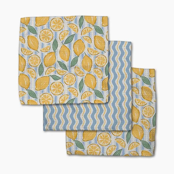 Geometry House 3pc Dish Cloth Set - Lemon Waves