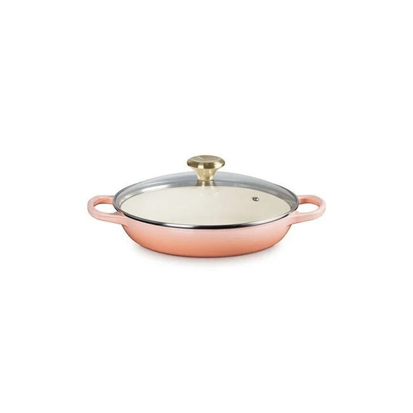 Le Creuset Signature Cast Iron 2.25qt Round Braiser W/ Glass Lid - Peche with Light Gold Knob